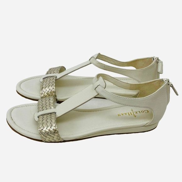 Cole Haan White and Gold Sandals - Picture 4 of 9